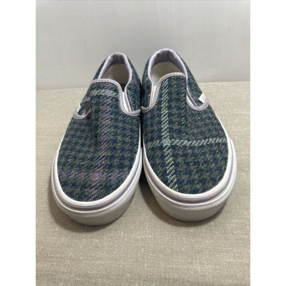 Vans plaid slip on Women's Size‎ 6 1/2 Men's Size 5   Blue Green And Lilac